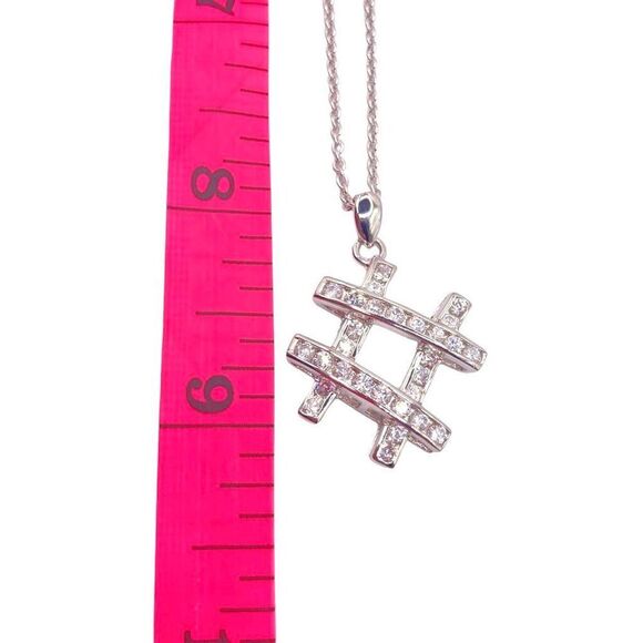 Silver rhinestone hashtag # pendant necklace - Picture 4 of 4